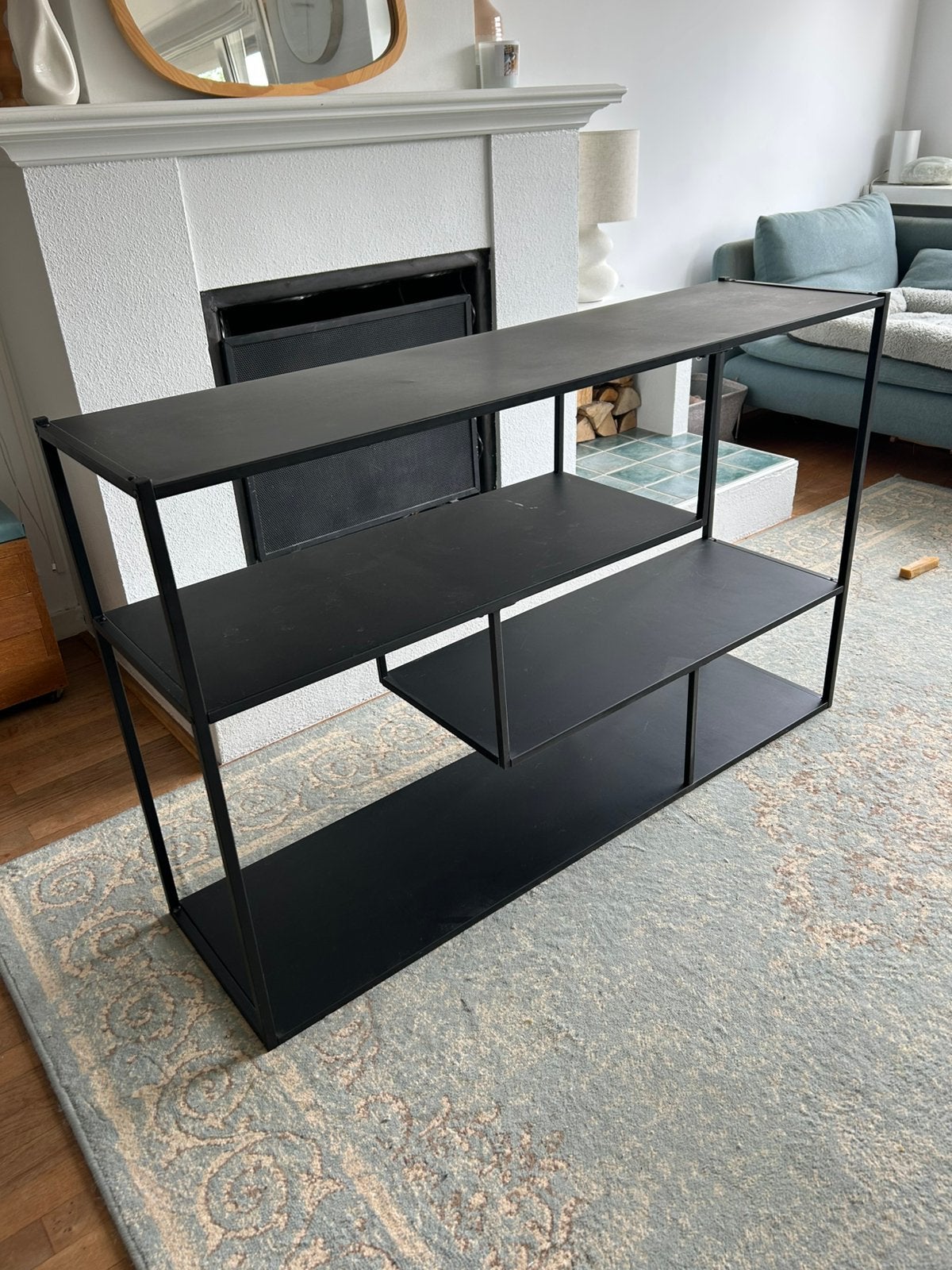 Zwart metalen kast vakkenkast, Huis en Inrichting, Kasten | Wandmeubels, Ophalen, Gebruikt, Minder dan 150 cm, Minder dan 100 cm
