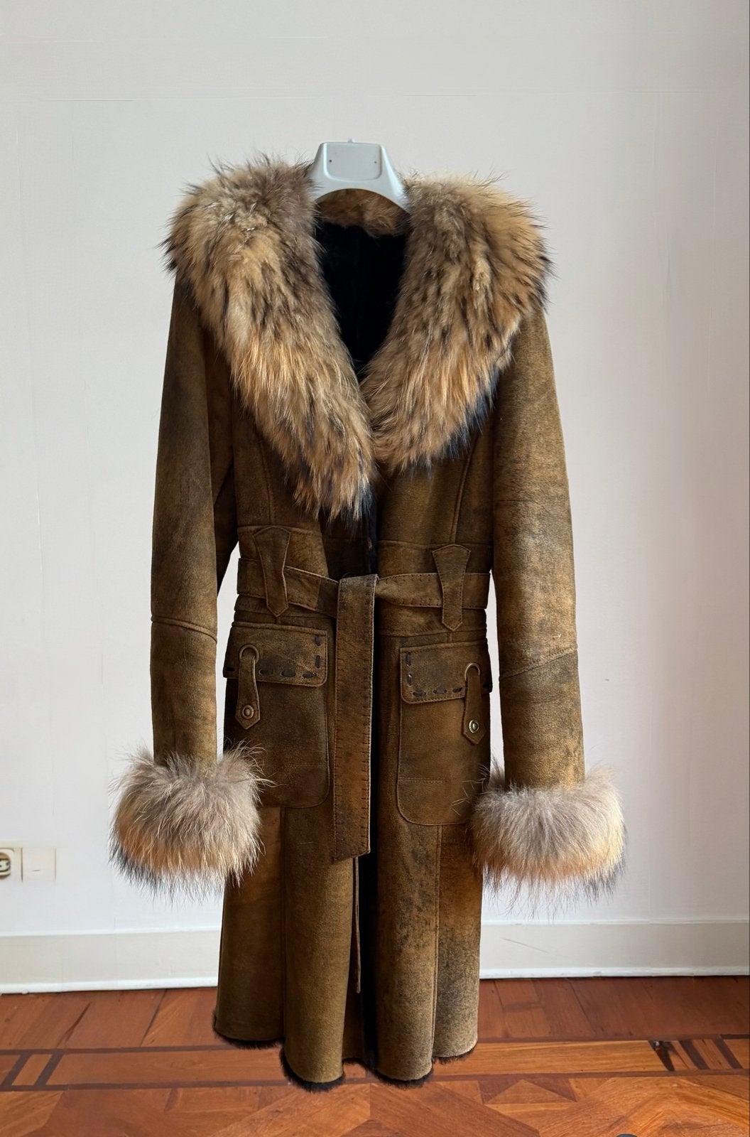 Lange Lammy Coat, Ophalen of Verzenden, Gedragen, Maat 38/40 (M), Bruin