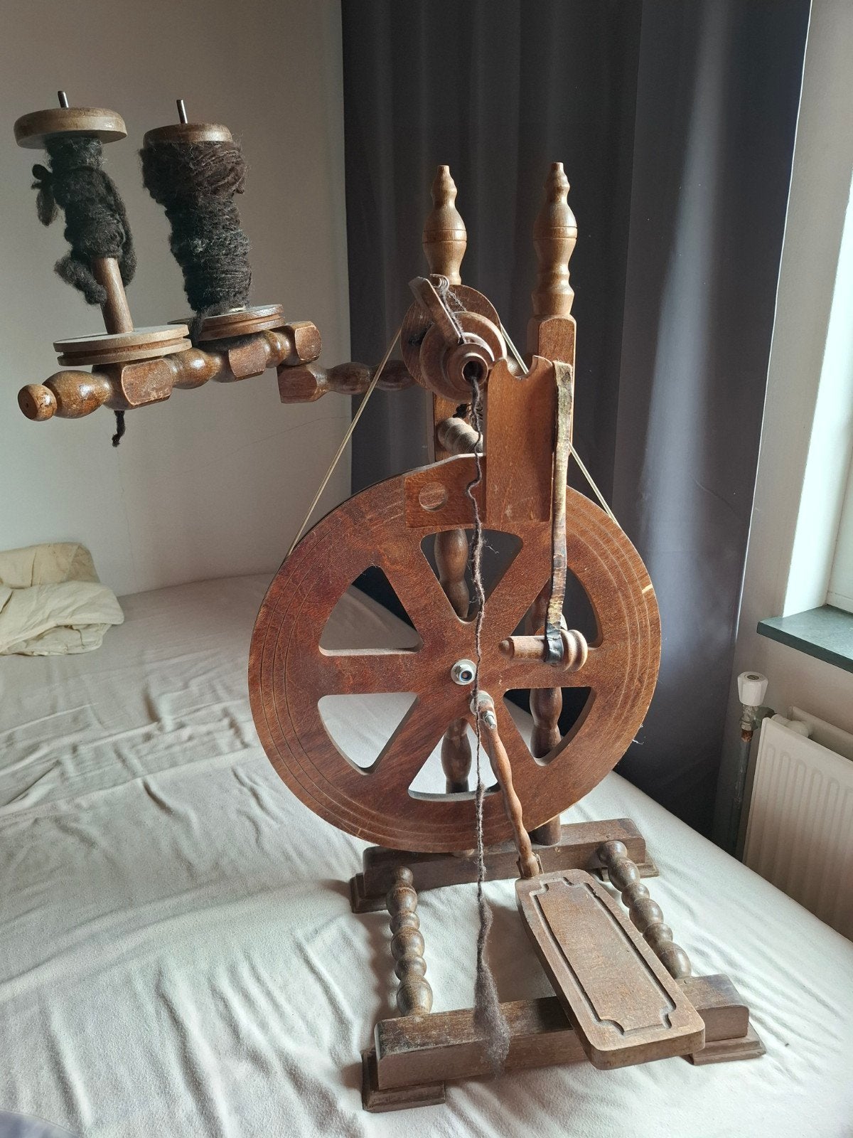 goedwerkende Spinnewiel, Hobby en Vrije tijd, Spinnewielen en Spinnen, Ophalen, Gebruikt, Spinnewiel