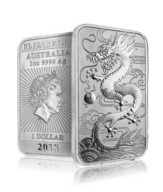 1oz Silver Perth Mint Rectangular Dragon (2018), Ophalen of Verzenden, Zilver