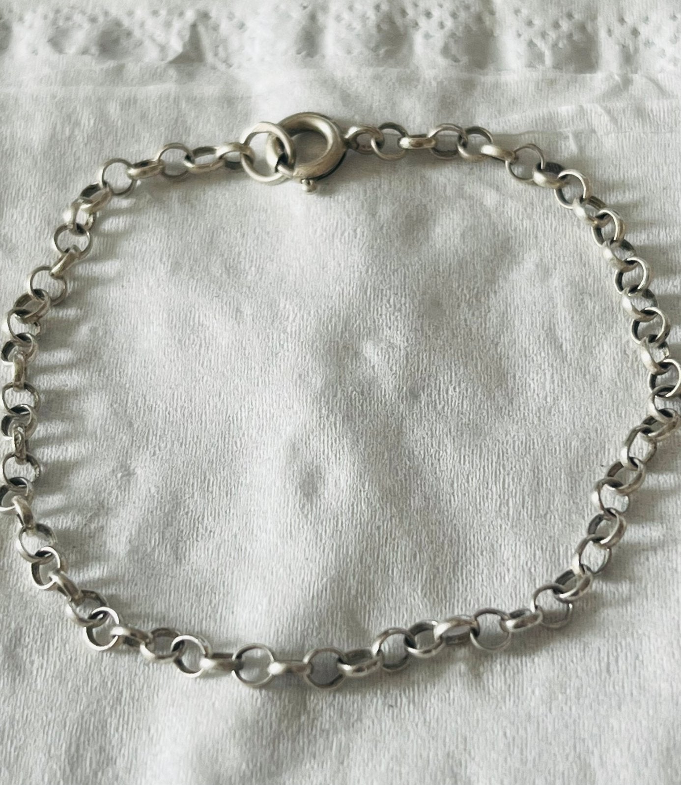 Zilveren kinder armbandje jasseron 14 cm gekeurd, Verzenden, Zo goed als nieuw, Zilver