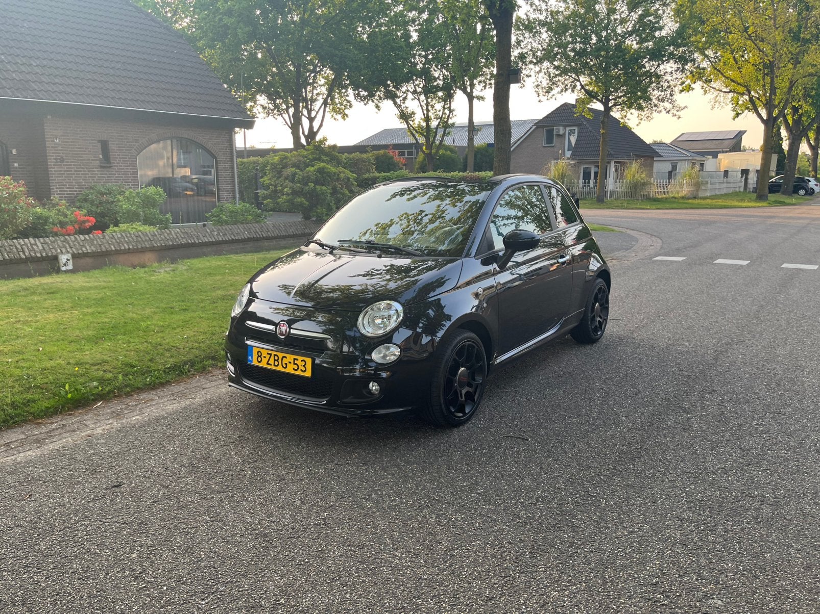 Fiat 500 0.9 Twinair Turbo Sport Cabrio 80Pk, Airco, Bjr2014, Auto's, 40 €/maand, Cabriolet, Leder en Stof, Zwart