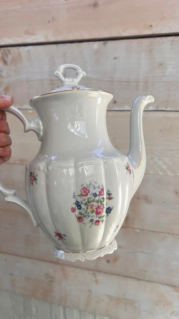 Vintage C.T. Tielsch Walbrzych Koffiepot met Bloemmotief, Ophalen of Verzenden
