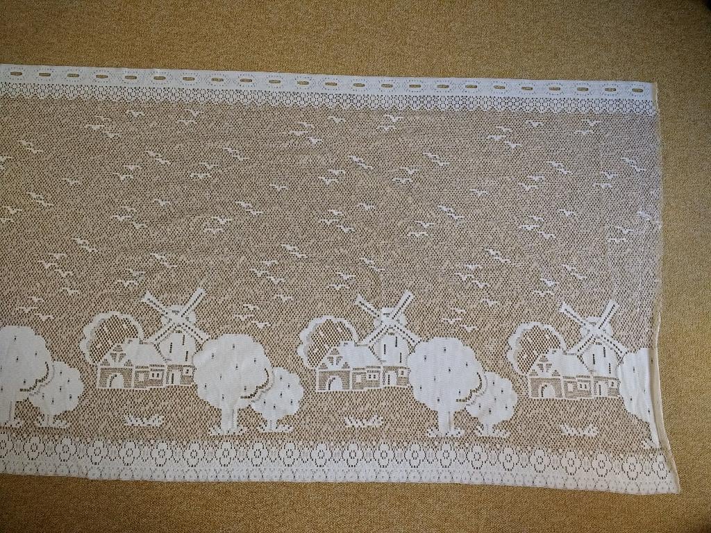 Vitrage val wit landschap met molen 86 cm hoog 2,2 m breed, Ophalen of Verzenden, Zo goed als nieuw, Wit, Minder dan 100 cm