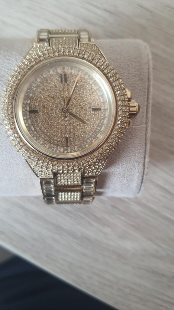 Michael Kors MK-5720 Dameshorloge Goudkleurig met Strass, Ophalen of Verzenden, Staal, Overige merken, Met strass