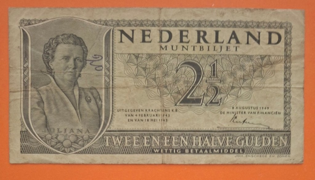 Muntbiljet 2,5 gulden 1949 Juliana, cat. PL17.a, Postzegels en Munten, Bankbiljetten | Nederland, Verzenden, 2½ gulden, Los biljet