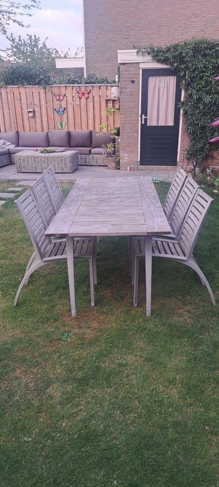Tuinset merk VAL-EUR  6 stoelen en hardhouten tafel, Tuin en Terras, Ophalen, Gebruikt