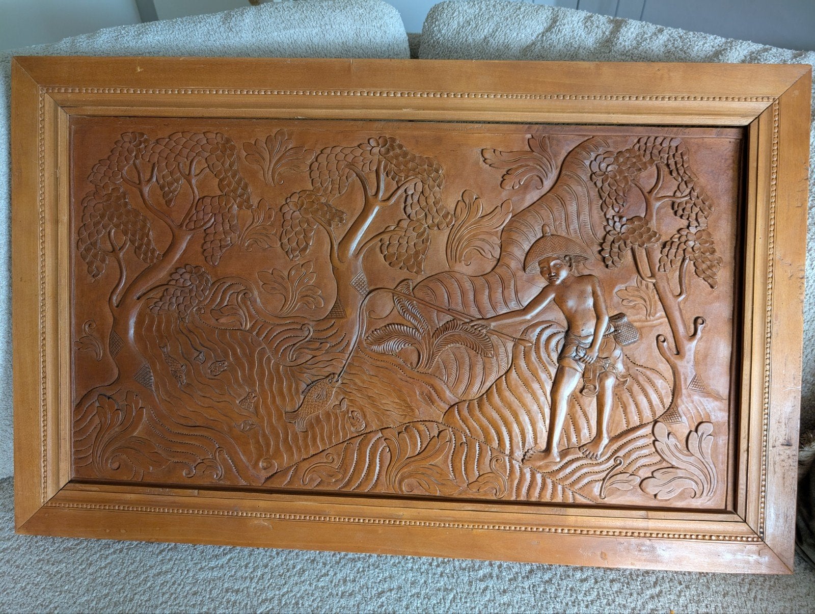 Art Deco Houtsnijwerk Bali Tjok Agung ca 1930, Antiek en Kunst, Kunst | Beelden en Houtsnijwerken, Ophalen of Verzenden