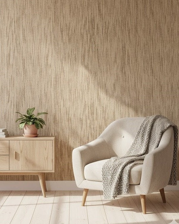 7130 vintage jutelook behang in beige en bruin tinten swiet, Ophalen of Verzenden, Bruin