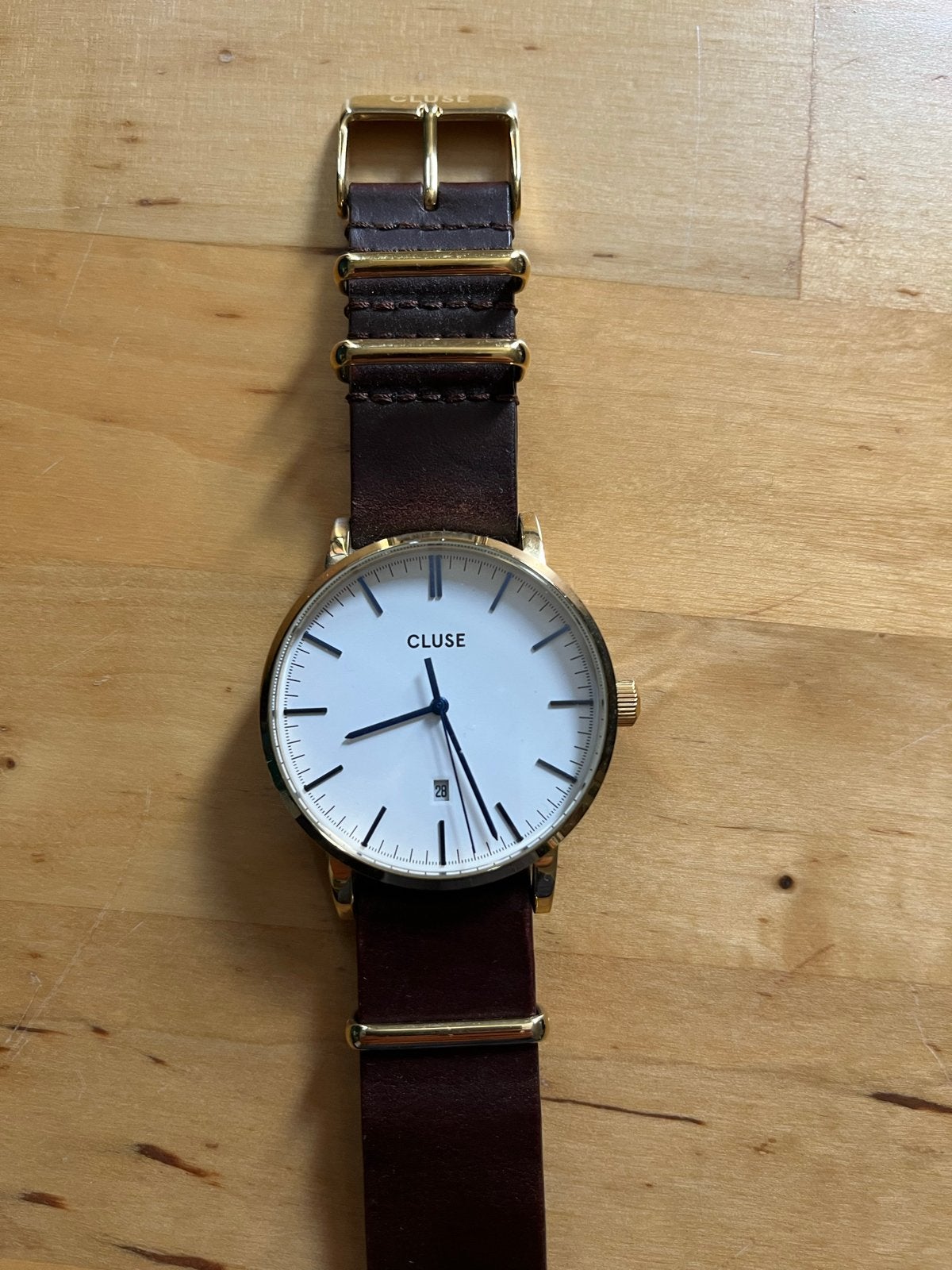 Cluse horloge met bruine leren band, Overige merken, Staal, Polshorloge, Ophalen of Verzenden