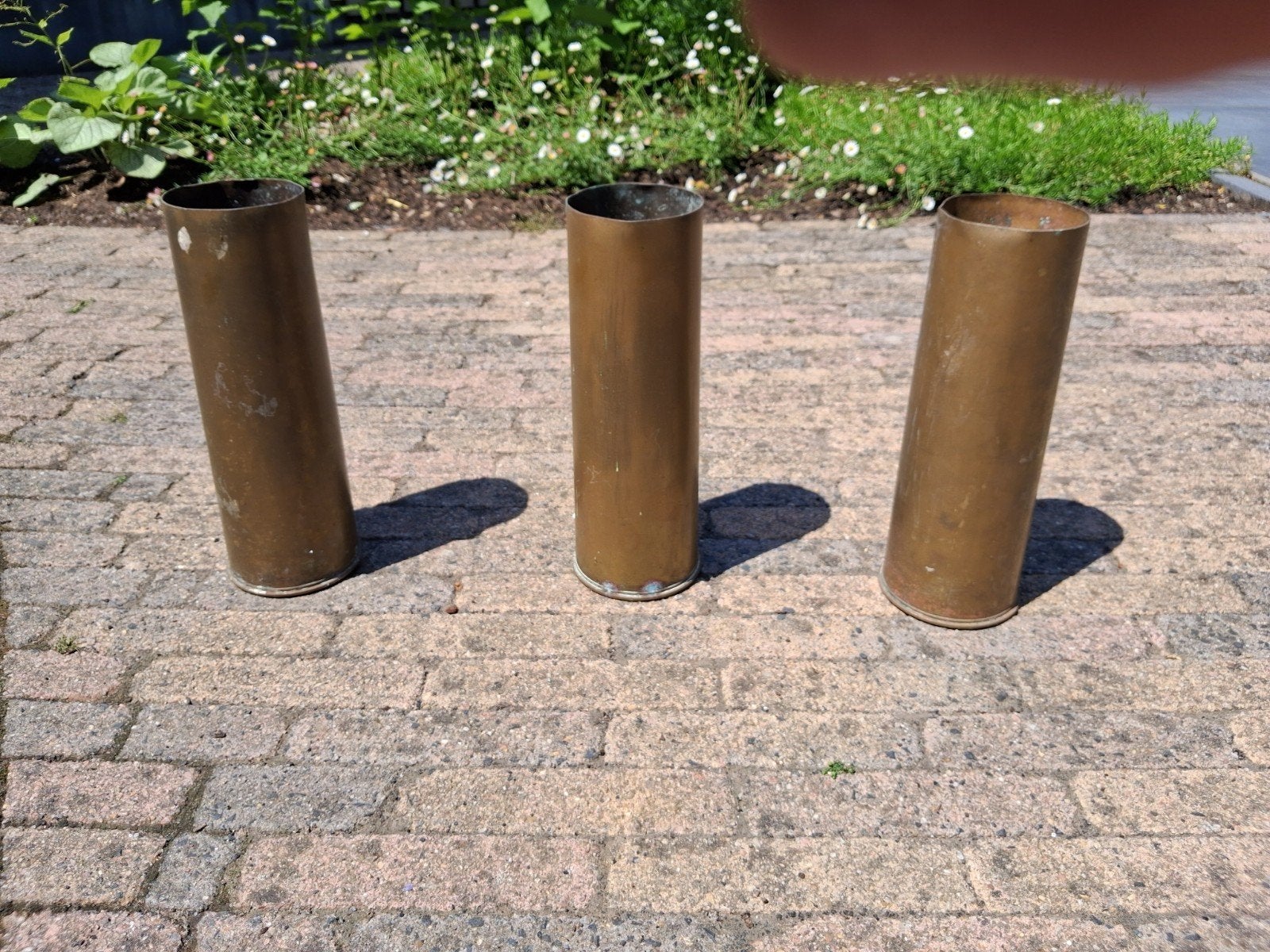Set van 3 messing hulzen., Verzamelen, Ophalen of Verzenden, Landmacht, Hulzen of Bodemvondsten