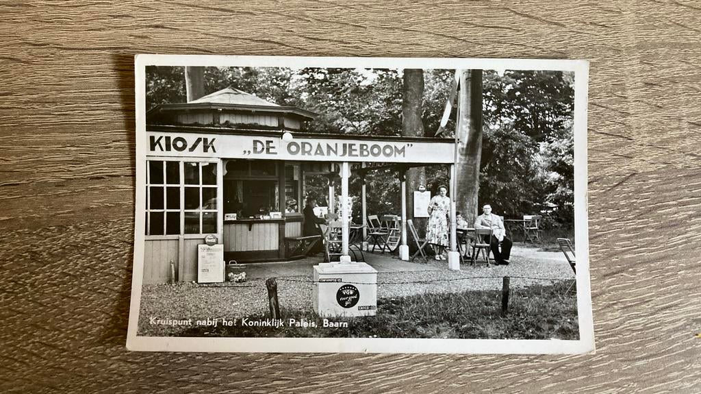 Oude foto ansichtkaart Baarn Kiosk de Oranjeboom, Ophalen of Verzenden, 1940 tot 1960, Gelopen, Utrecht