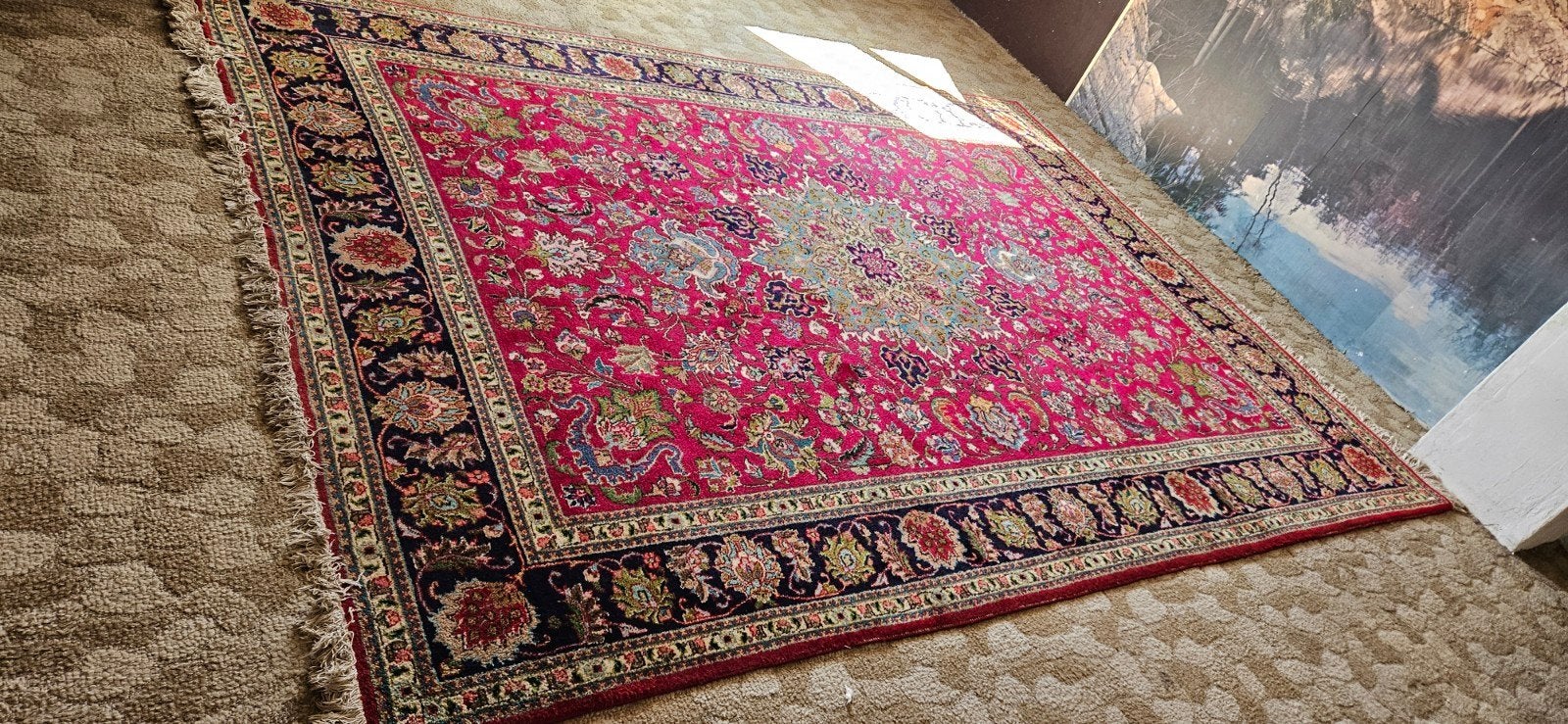 Prachtig handgeknoopt Perzisch tapijt, rood/blauw, Huis en Inrichting, Stoffering | Tapijten en Kleden, Ophalen, Blauw, 200 cm of meer