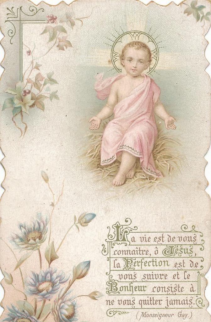 Mooi oud devotieprentje van het Kind Jezus, Verzenden, Zo goed als nieuw, Kaart of Prent, Christendom | Katholiek