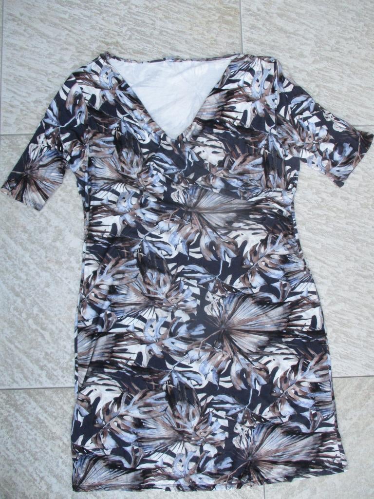 Bazz jurk Vivian Leaf Dress maat XXL blauw / bruin jurkje, Blauw, Maat 46/48 (XL) of groter, Ophalen of Verzenden, Zo goed als nieuw