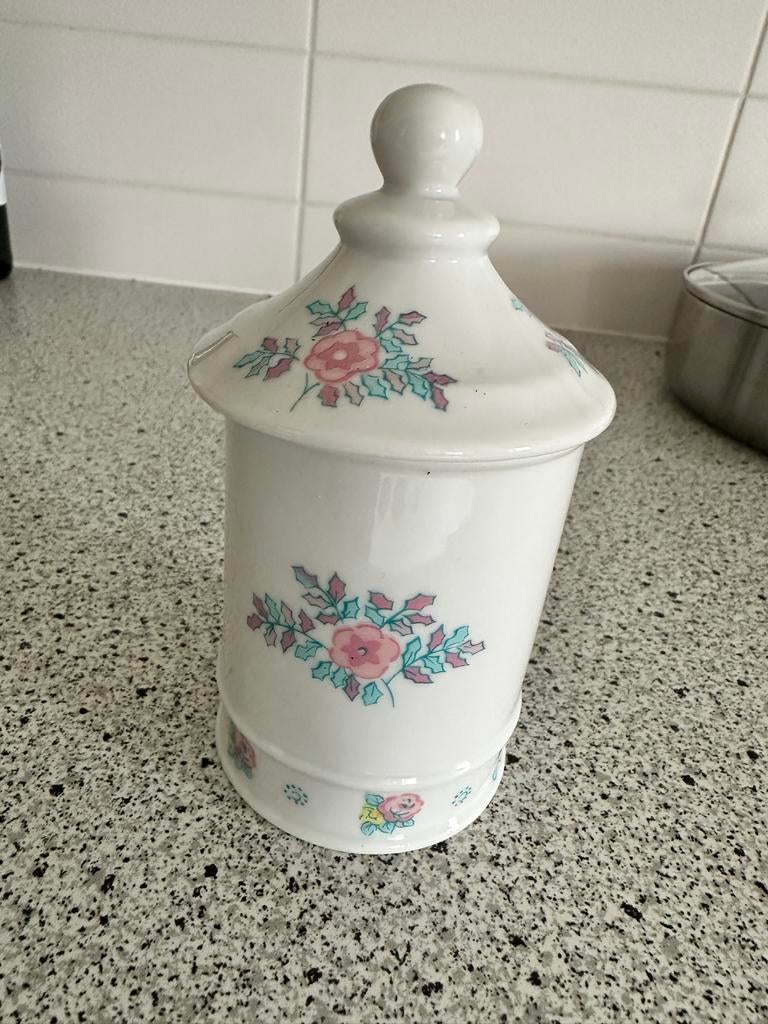 Vintage Elisabeth Arden potje met deksel, bloemmotief, Antiek en Kunst, Ophalen