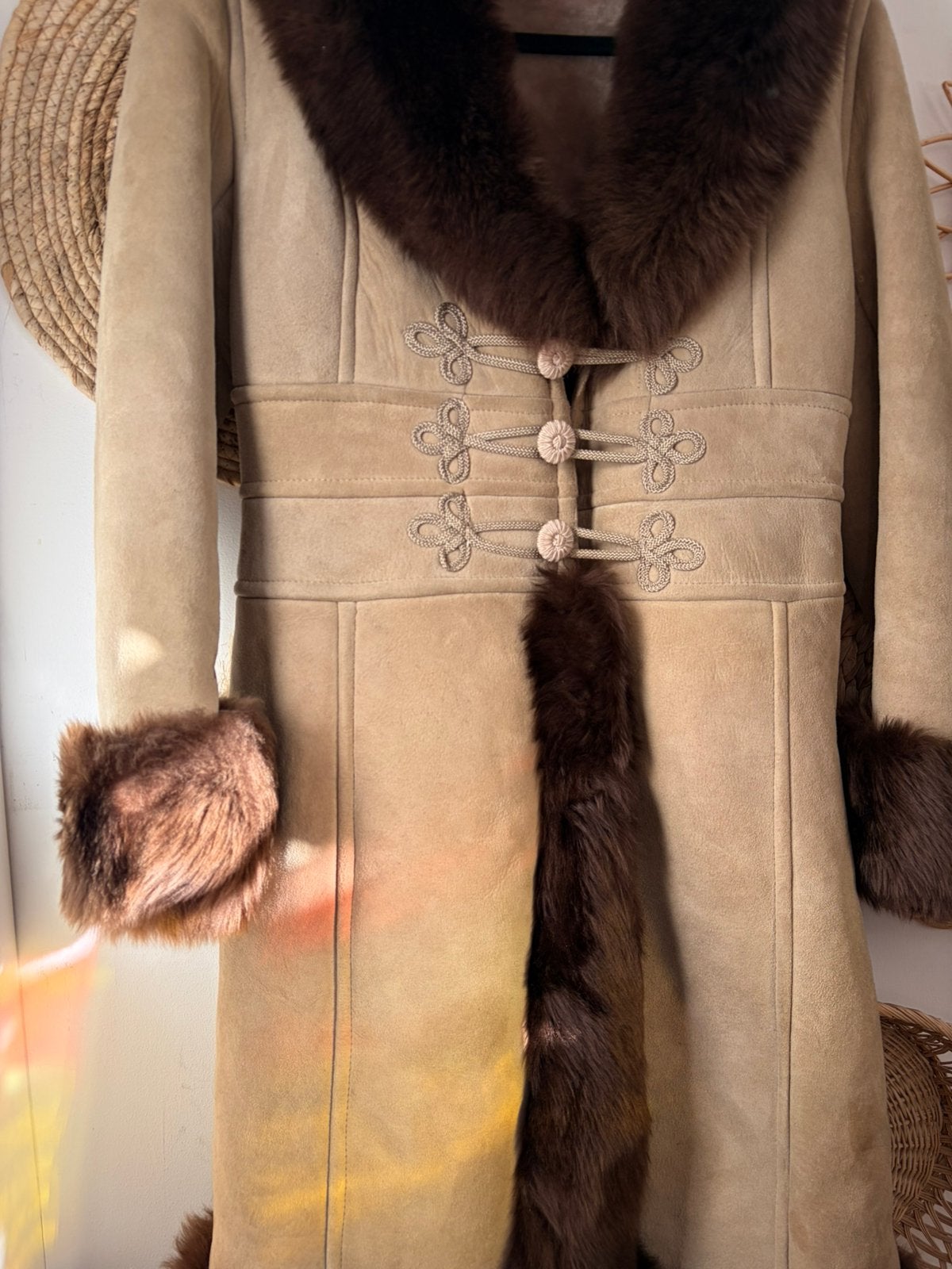 Vintage Afghaanse lammy shearling jas, Ophalen of Verzenden, Zo goed als nieuw, Maat 38/40 (M), Bruin