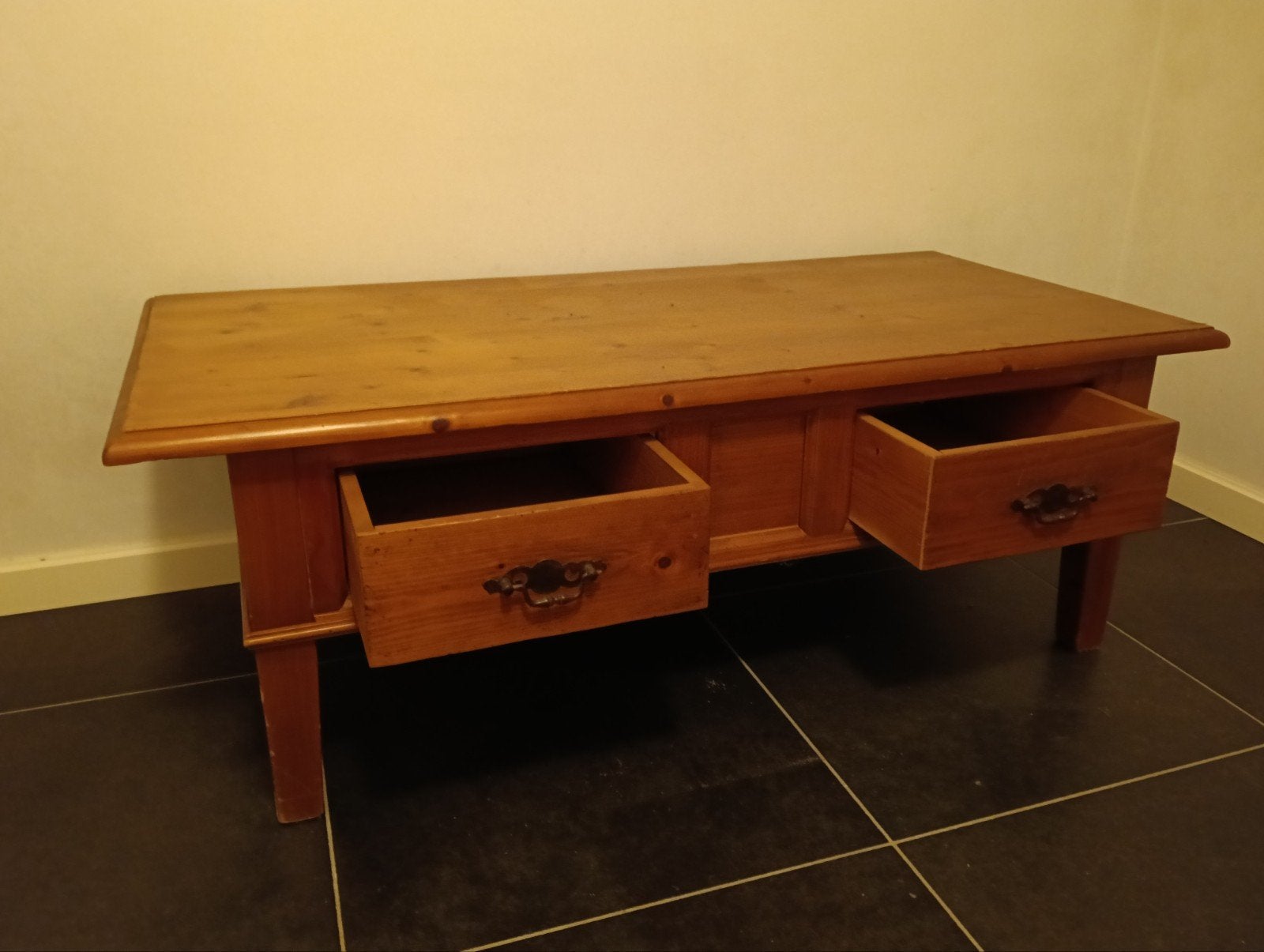 Salontafel met lades - Grenenhout, Ophalen, Gebruikt, Rustiek, Klassiek, Grenenhout