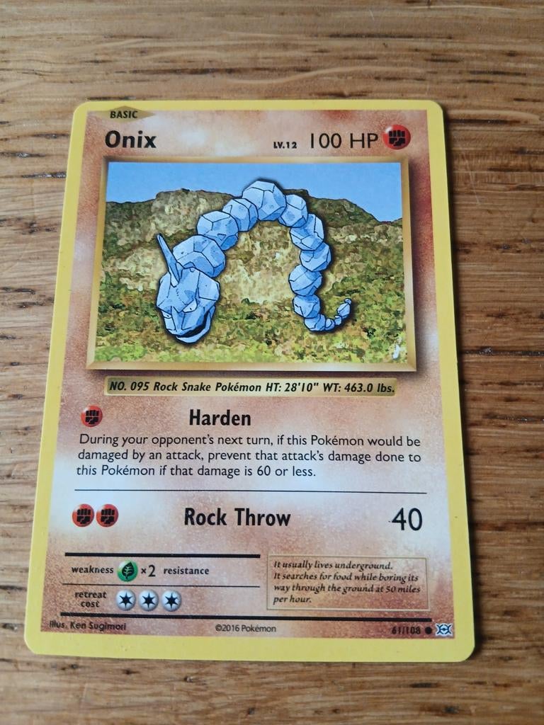 Pokémon Kaart Onix LV.12 100 HP - Basic 61/108, Ophalen of Verzenden, Gebruikt, Losse kaart