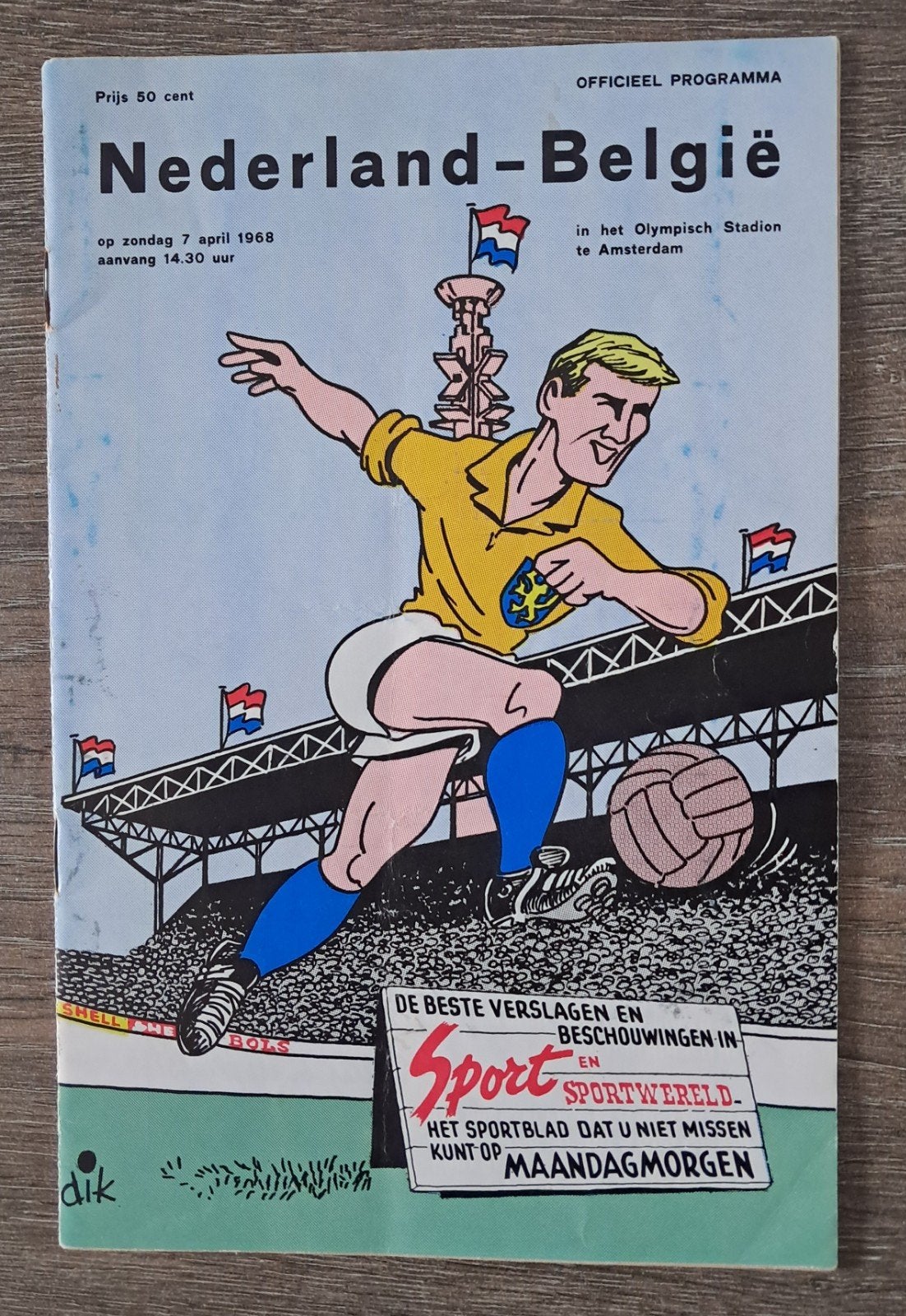 Officieel Programma Nederland-België Voetbal 1968, Verzamelen, Ophalen of Verzenden