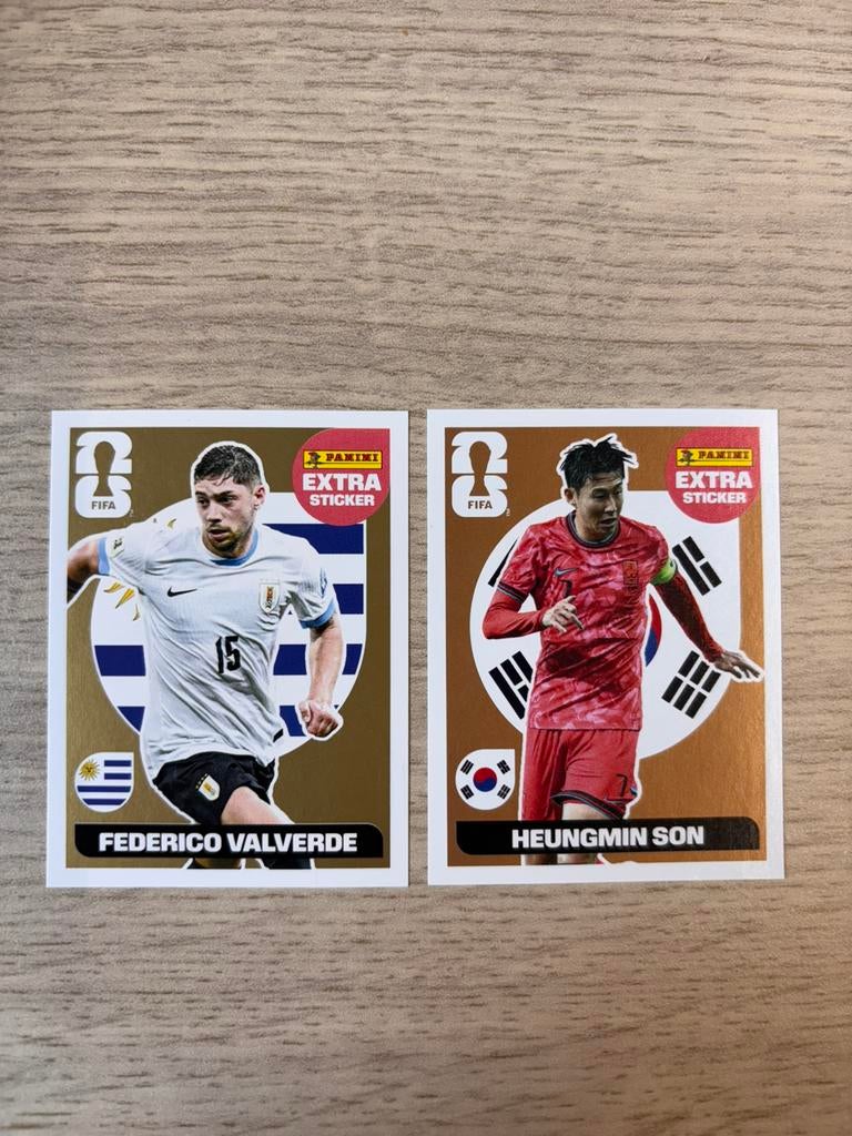 Panini wk world cup 2026 Valverde Gold & Heungmin Son Bronze, Ophalen of Verzenden, Nieuw, Sticker