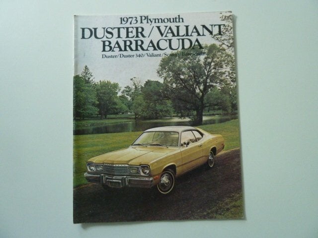 1973 Plymouth Duster, Valiant en Barracuda Brochure USA, Ophalen of Verzenden, Gelezen, Overige merken