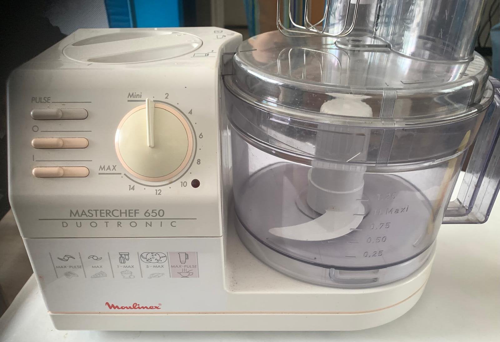 Moulinex compleet keukenmachine masterchef 640 Duotroni, Witgoed en Apparatuur, Ophalen, Zo goed als nieuw, 3 snelheden of meer