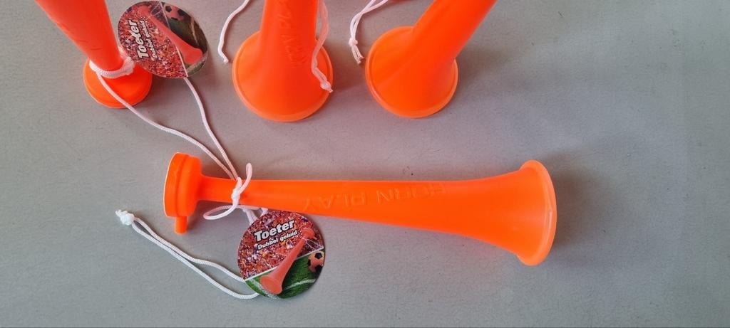 5x Oranje Toeter Dubbel Geluid - Voetbal Feestartikel, Ophalen of Verzenden