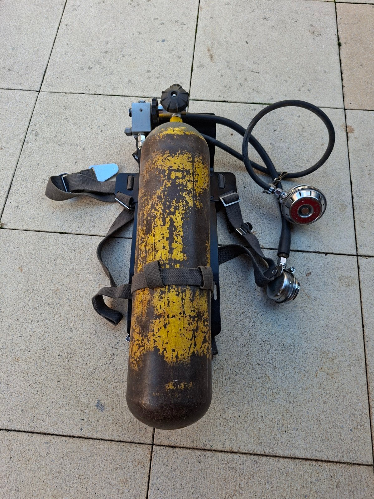 Vintage Loosco duikuitrusting met fles en manometer, Ophalen of Verzenden, Gebruikt, Duikfles