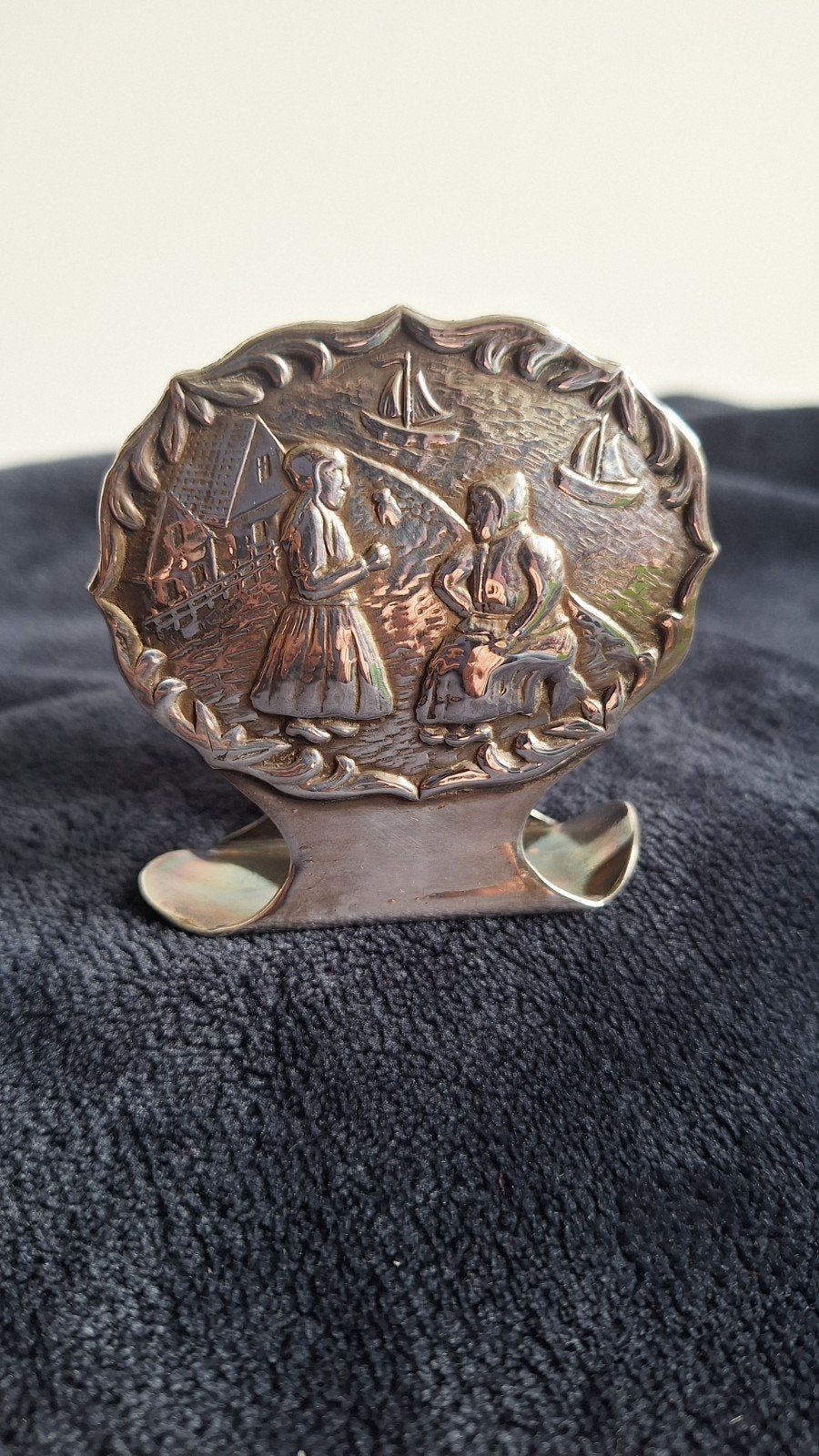 Zilveren Servethouder met Hollands Tafereel, Antiek en Kunst, Verzenden, Zilver