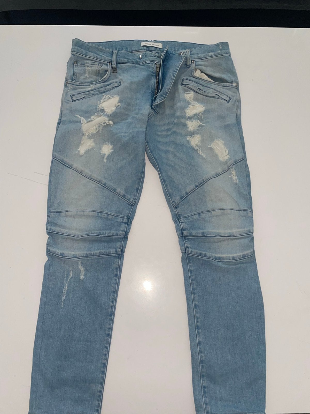 Pierre Balmain originele biker jeans, Ophalen of Verzenden, Gedragen, Blauw, W32 (confectie 46) of kleiner