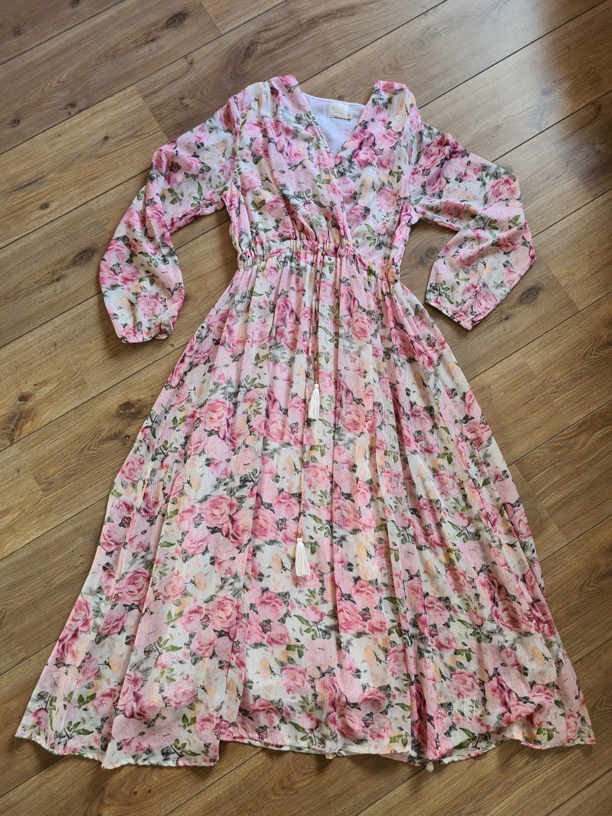 Prachtige maxi jurk van Purple Queen met mooie bloemenprint, Kleding | Dames, Maat 38/40 (M), Ophalen of Verzenden, Zo goed als nieuw