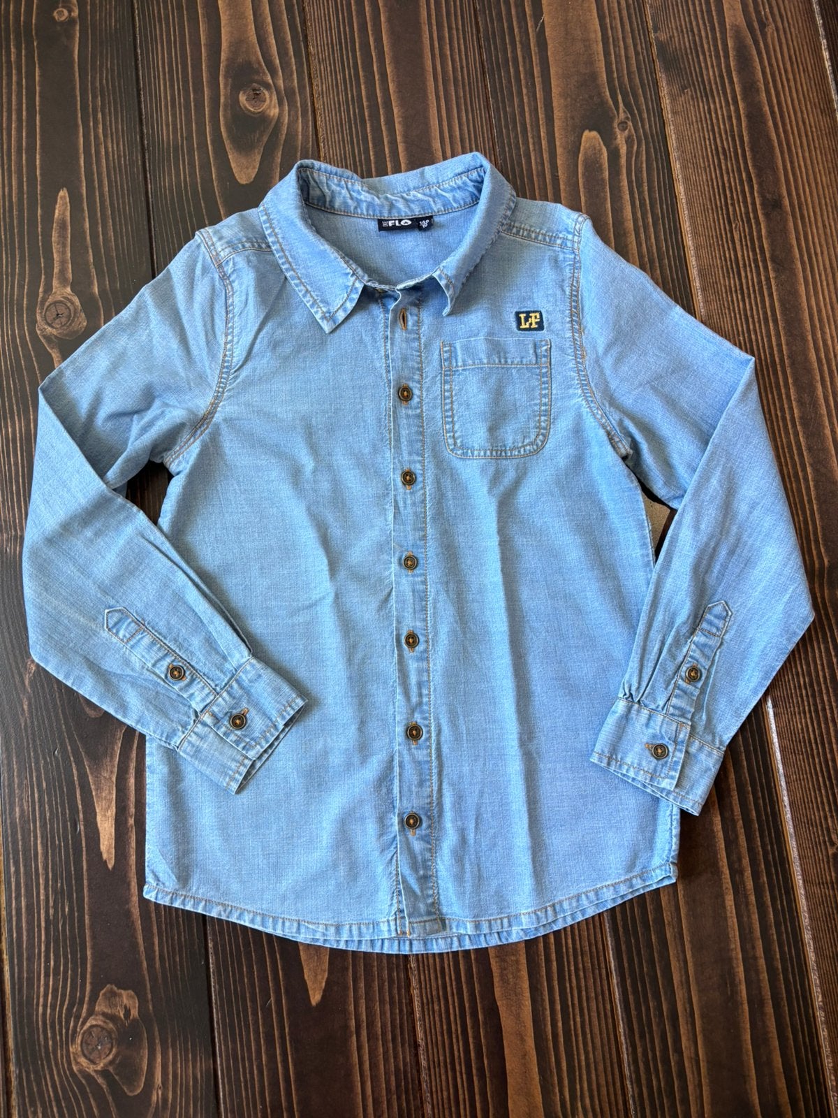 Like Flo blauwe blouse maat 140, Ophalen of Verzenden, Zo goed als nieuw, Jongen, Overhemd of Blouse