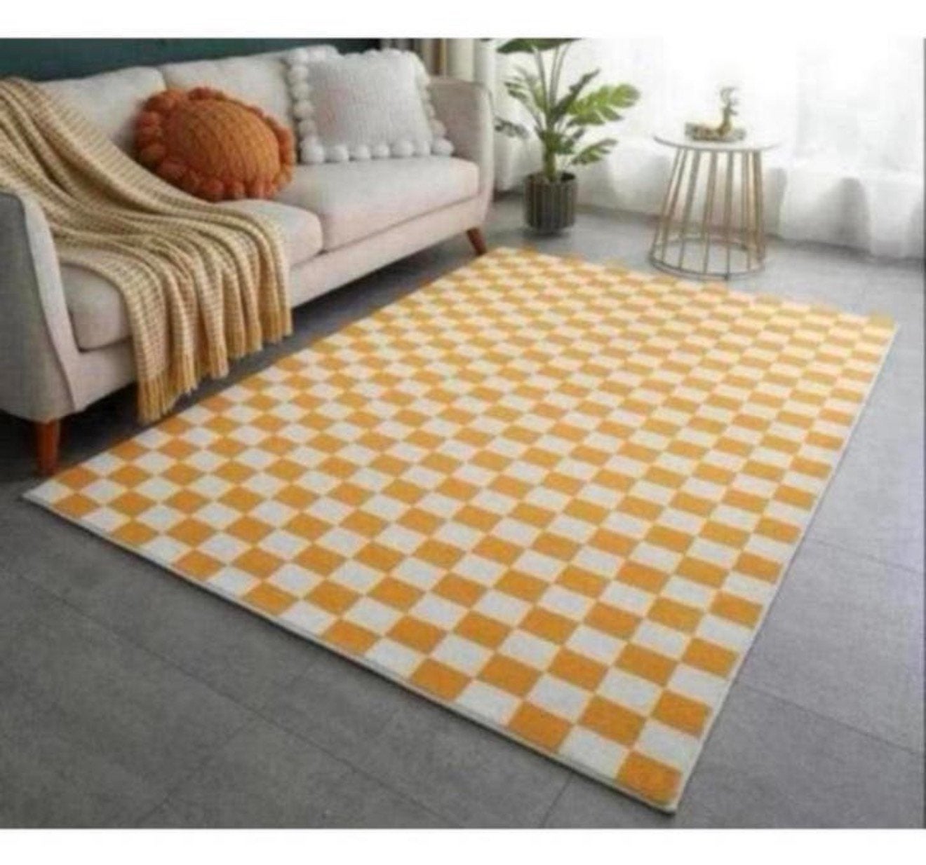 Geel geblokt tapijt vloerkleed blokken 200x140 gele wit blok, Huis en Inrichting, Stoffering | Tapijten en Kleden, 100 tot 150 cm