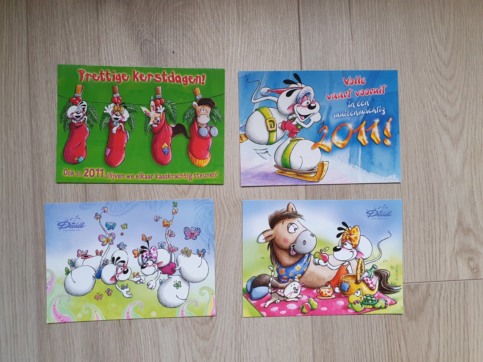 4 Diddl ansichtkaarten, Verzamelen, Diddl, Ophalen of Verzenden, Verschillende figuren, Nieuw, Papier, Kaart of Schrift