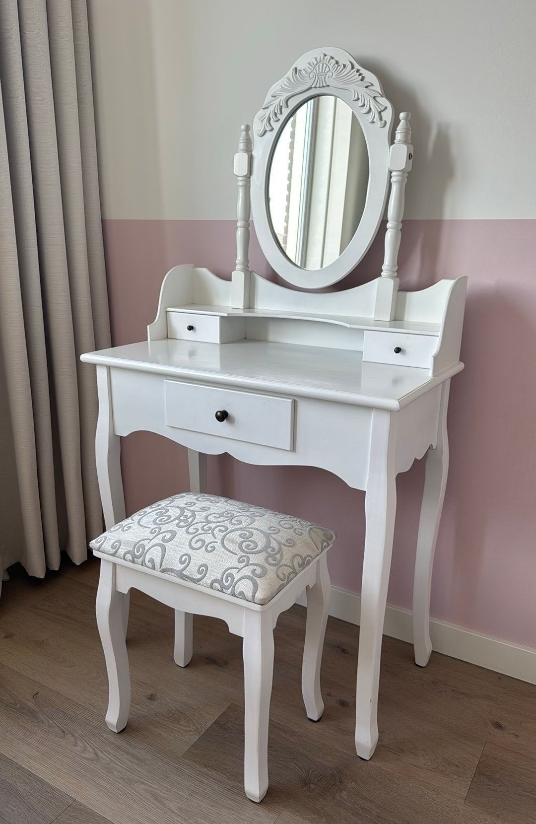 Kaptafel/make up tafel met spiegel, Ophalen, Gebruikt, 50 tot 100 cm, Minder dan 100 cm