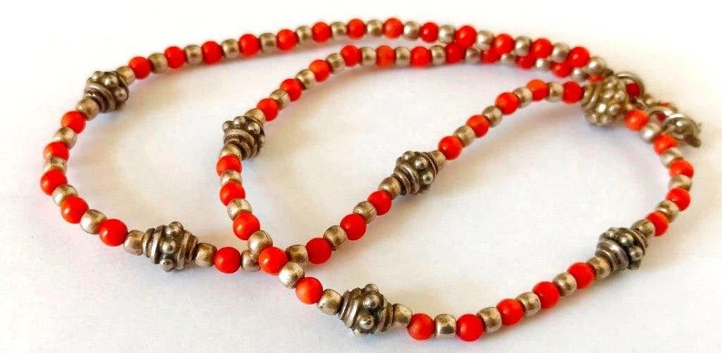 bloedkoraal ketting met 925 zilveren slot, bloedkoralen, Ophalen, Zilver, Ketting, Met edelsteen