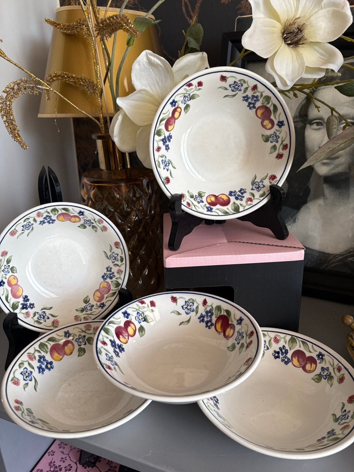 Set van 5 Churchill England schaaltjes met fruitdecor, Ophalen of Verzenden