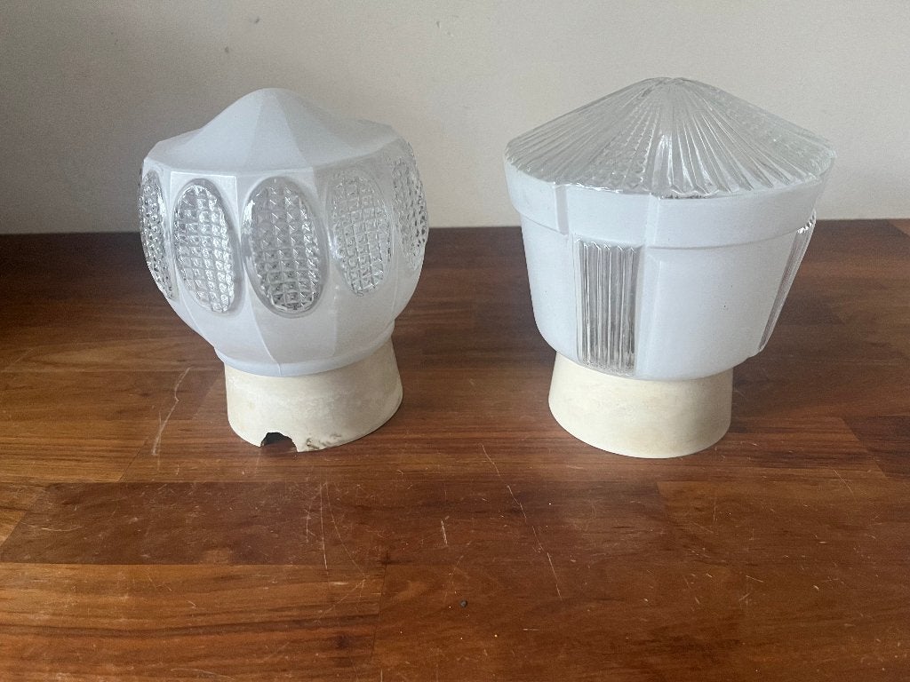 vintage glazen plafonnières jaren 60/70 – retro persglas, Ophalen of Verzenden, Gebruikt, Plafondlamp