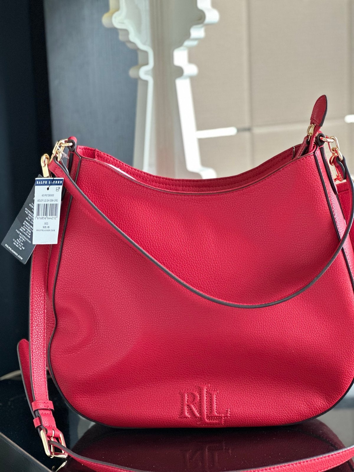 Lauren Ralph Lauren Adley Large Schoudertas Rood, Ophalen of Verzenden, Nieuw, Rood, Schoudertasje