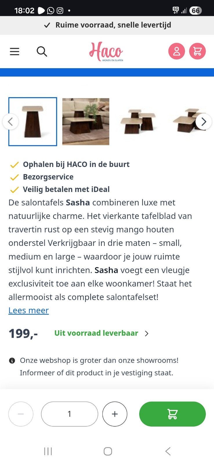 Haco bijzettafel, Ophalen