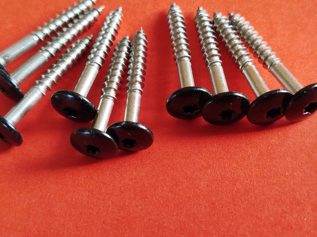 50 st trespa RVS houtschroeven zwart  ral 9005 4,8x38 mm, 50 tot 100 mm, N, N, Schroeven