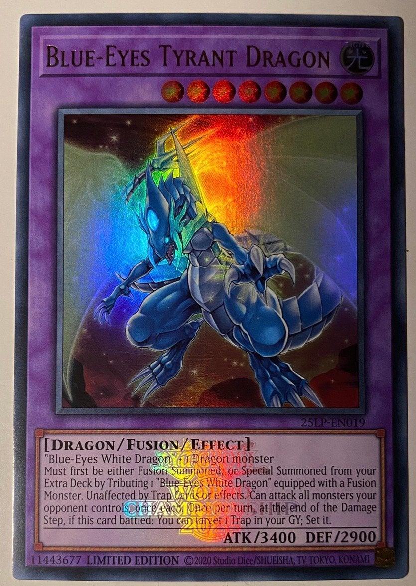Yu-Gi-Oh! Blue-Eyes Tyrant Dragon World Championship Promo !, Ophalen of Verzenden, Zo goed als nieuw, Losse kaart, Foil