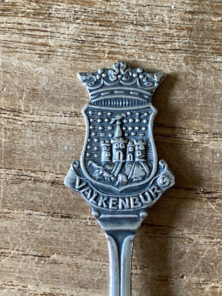 Vintage verzilverde Sola 90 theelepel wapen Valkenburg, Antiek en Kunst, Antiek | Bestek, Ophalen of Verzenden