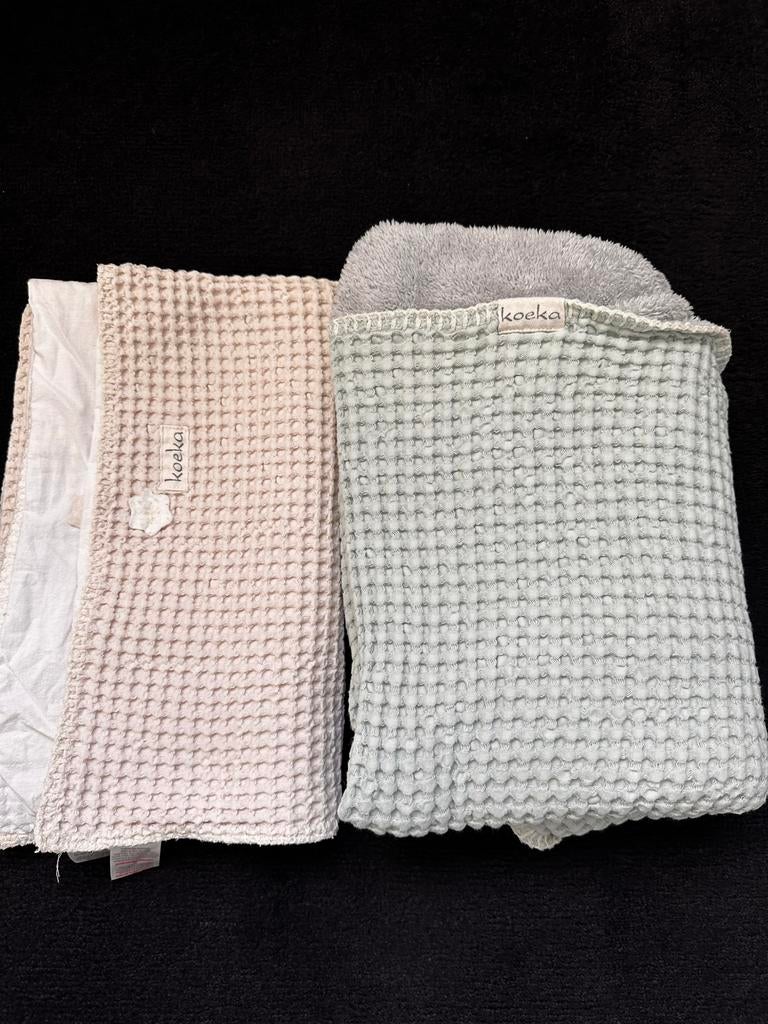 2 Koeka wiegdekens, zomer en winter, Ophalen, Gebruikt, 100 cm of meer, Deken