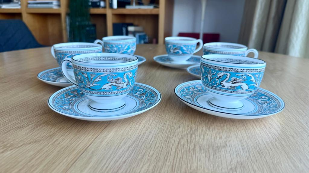 Wedgwood Florentine 6 kopjes met schotels vintage, Ophalen