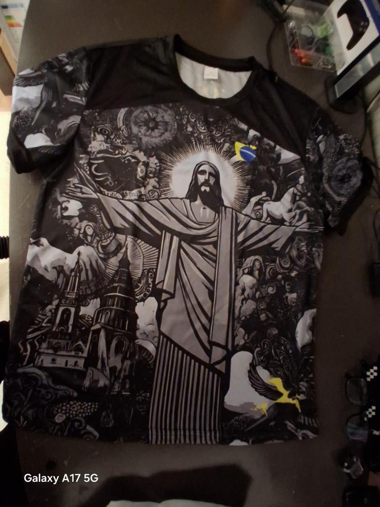 Nieuw Braziliaans shirt met Christus maat M, Ophalen, Onbekend, Zwart, Nieuw