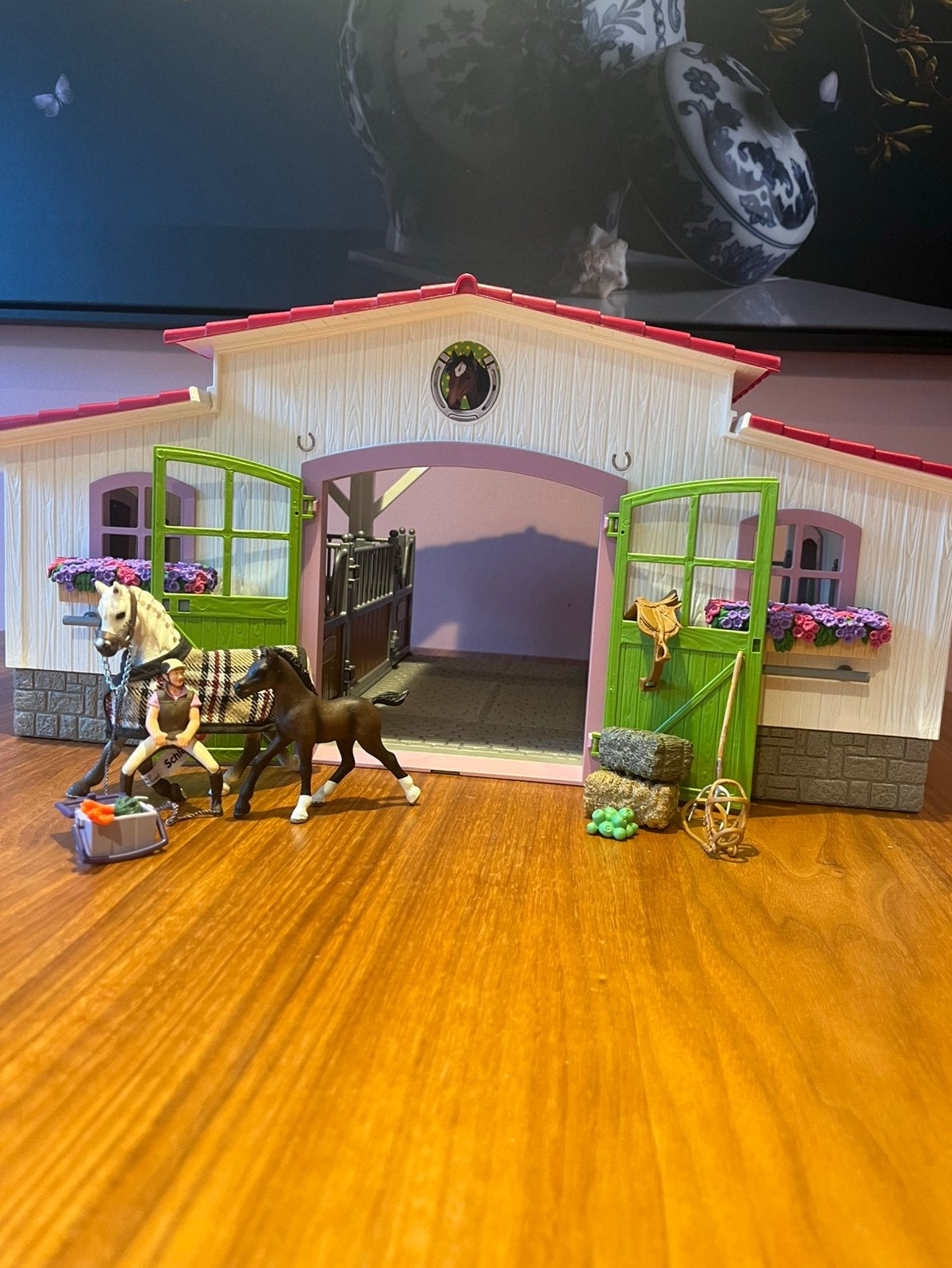 Schleich manege helemaal compleet!, Ophalen of Verzenden, Zo goed als nieuw, Jongen of Meisje