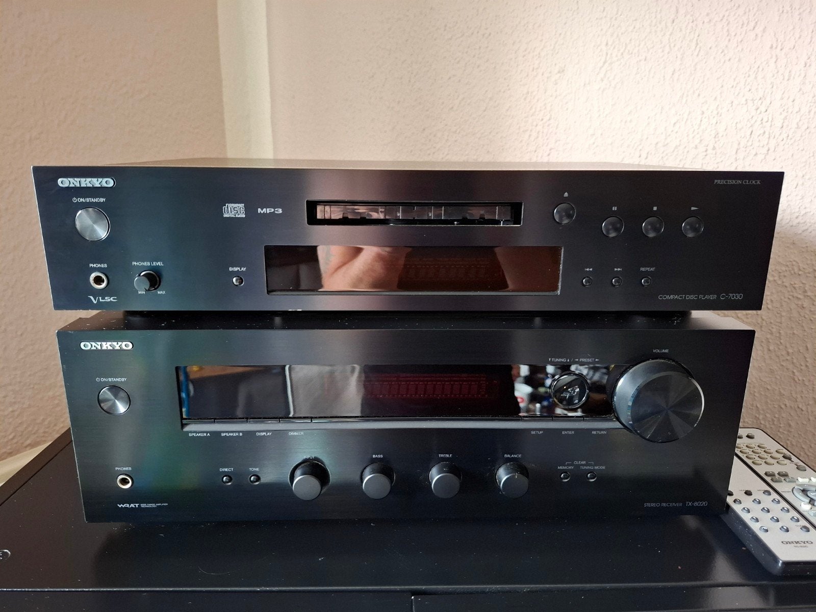Onkyo C-7030 CD-speler en TX-8020 Stereo Receiver Set, Gebruikt, Losse componenten, Tuner of Radio, Ophalen
