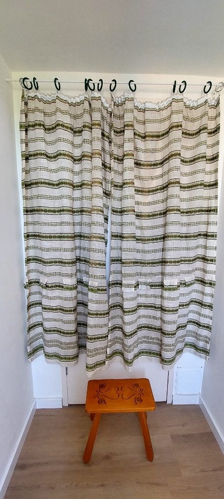 Vintage jaren 70 gordijnen ringen 2 stuks  Retro groen/bruin, Eu, Groen, Eu, 146 cm
